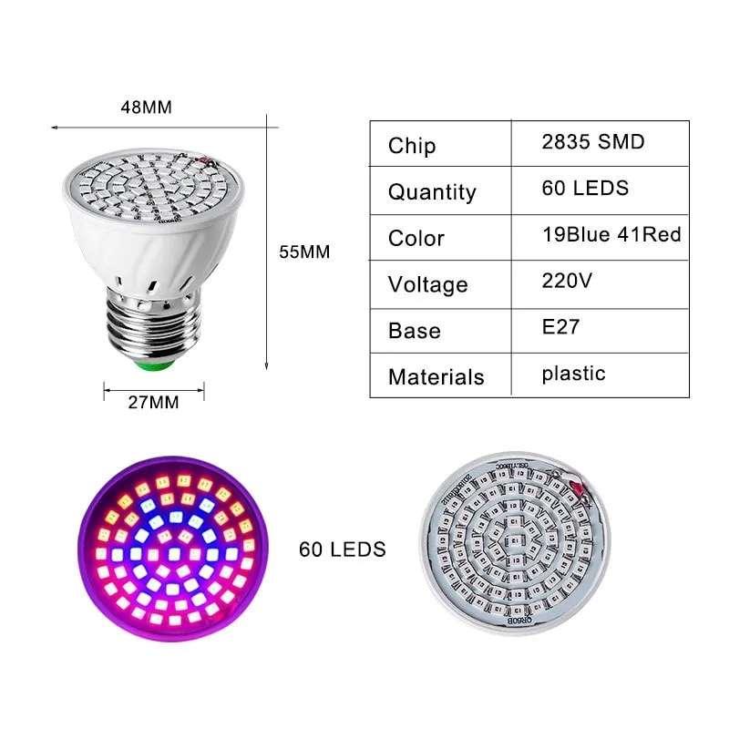 LED Växtbelysning E27 60 diods - Ledgends